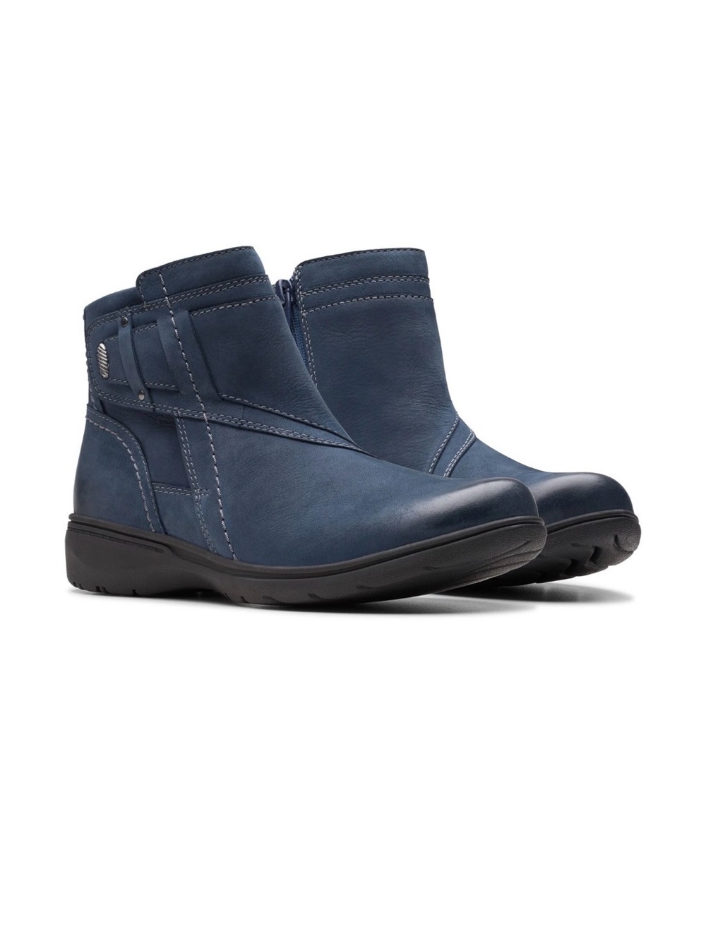 NWT Clarks Women's Navy Carleigh Dress Casual Boot Nubuck Leather 9W - Picture 4 of 7